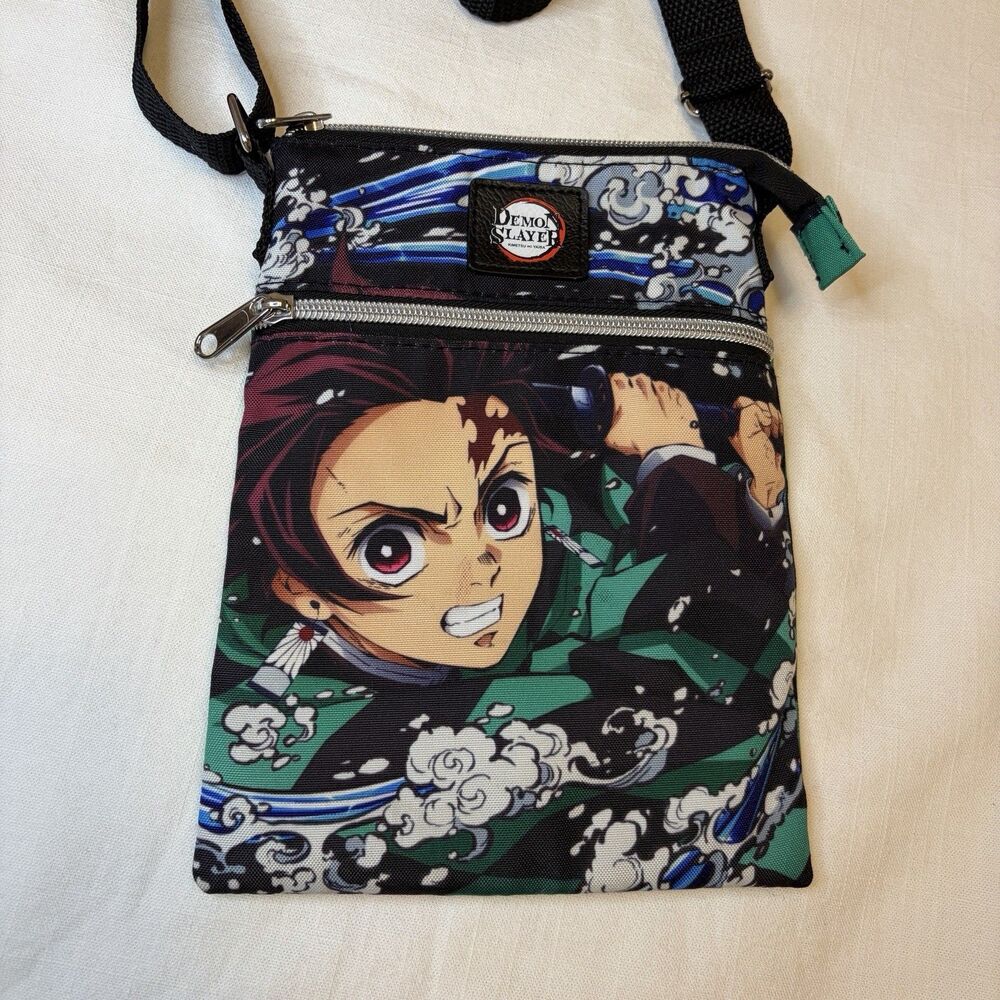 Funko Demon Slayer Tanjiro Kamado Passport Crossbody Bag Black Green Checkered
